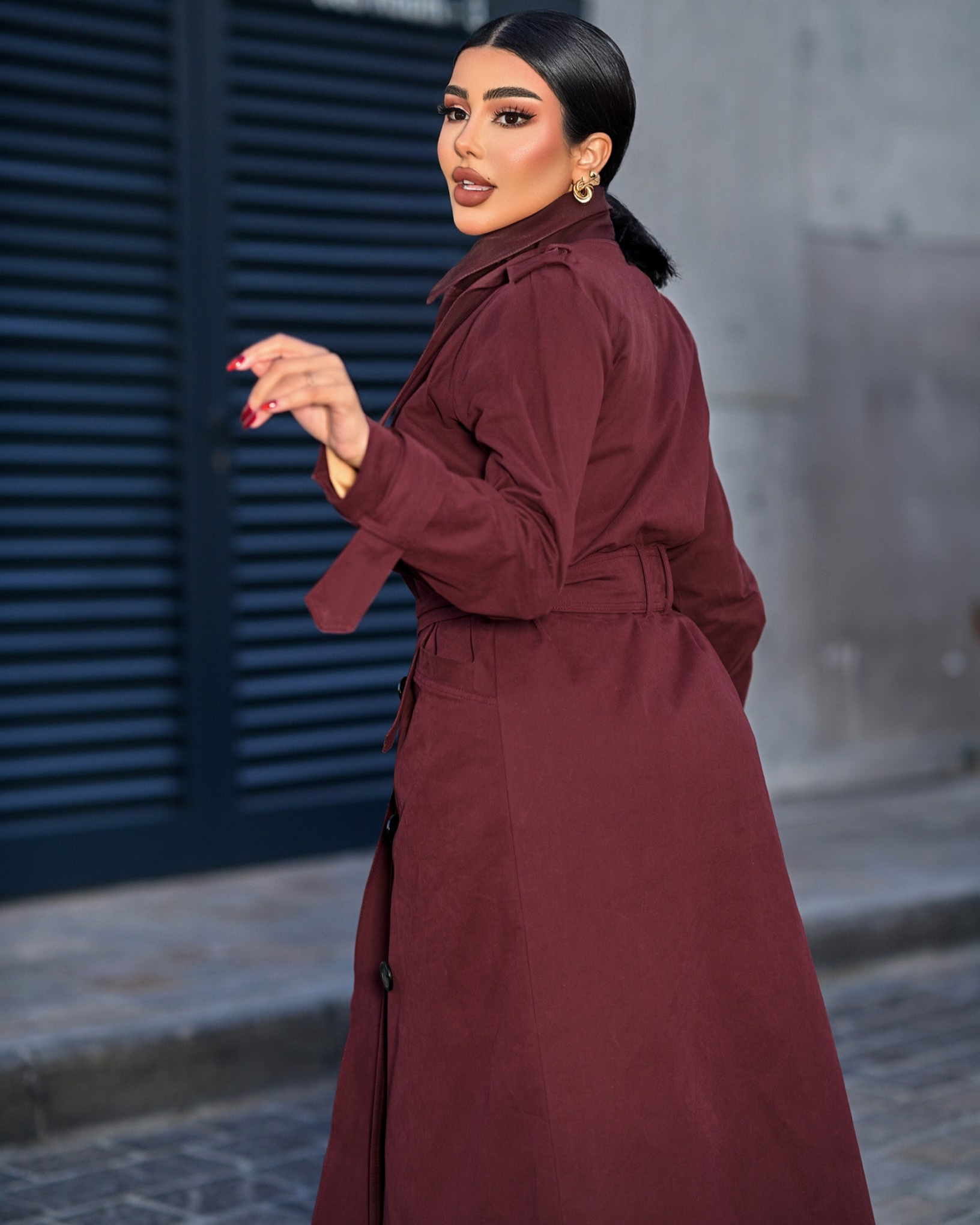 Burgundy Trench Coat - CHADAN