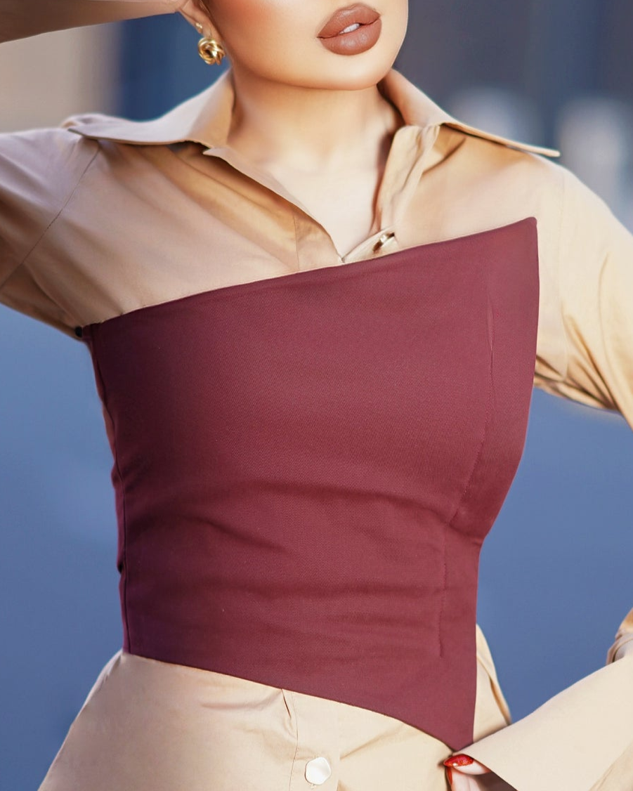 Burgundy Slim Fit Top - CHADAN