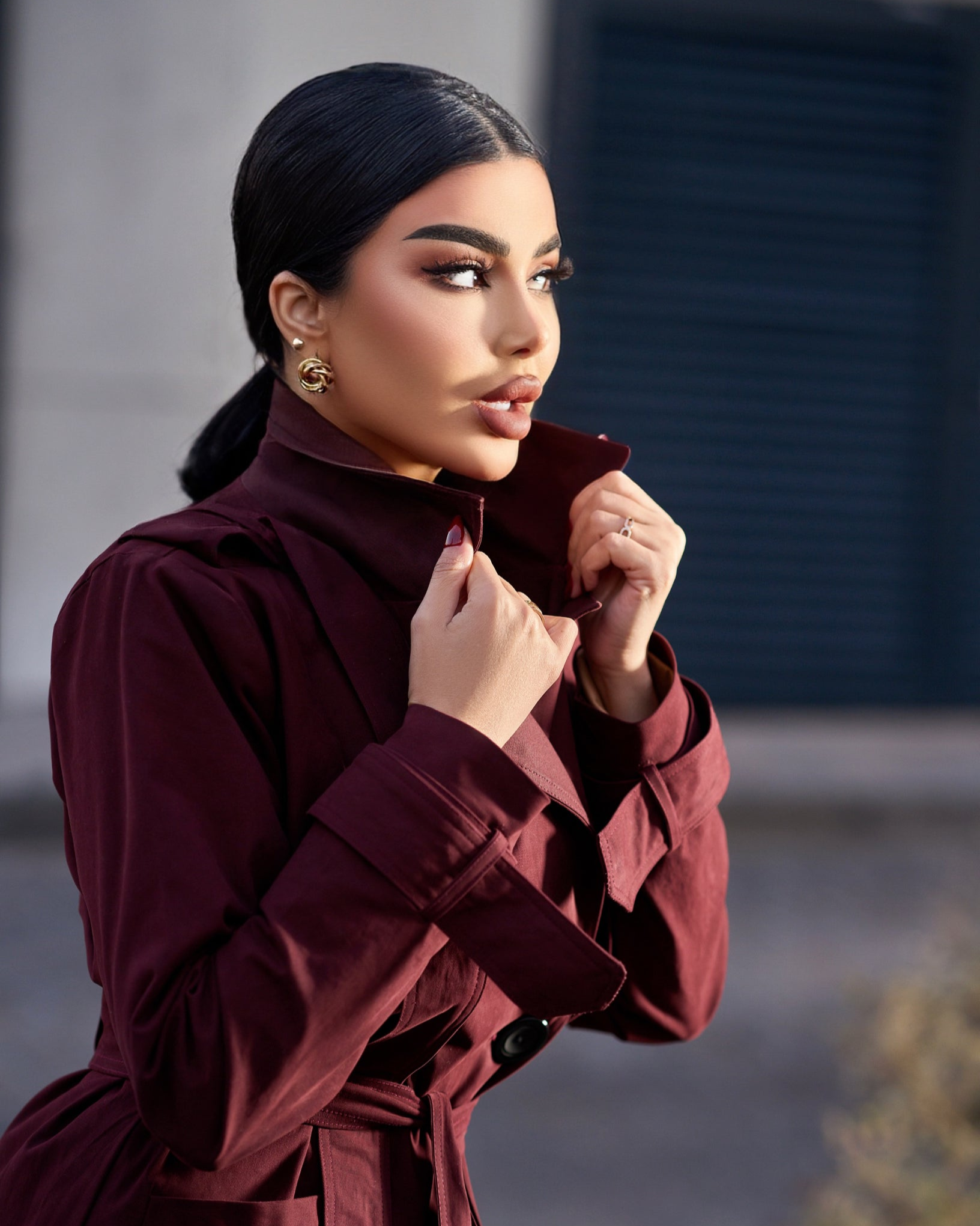 Burgundy Trench Coat - CHADAN