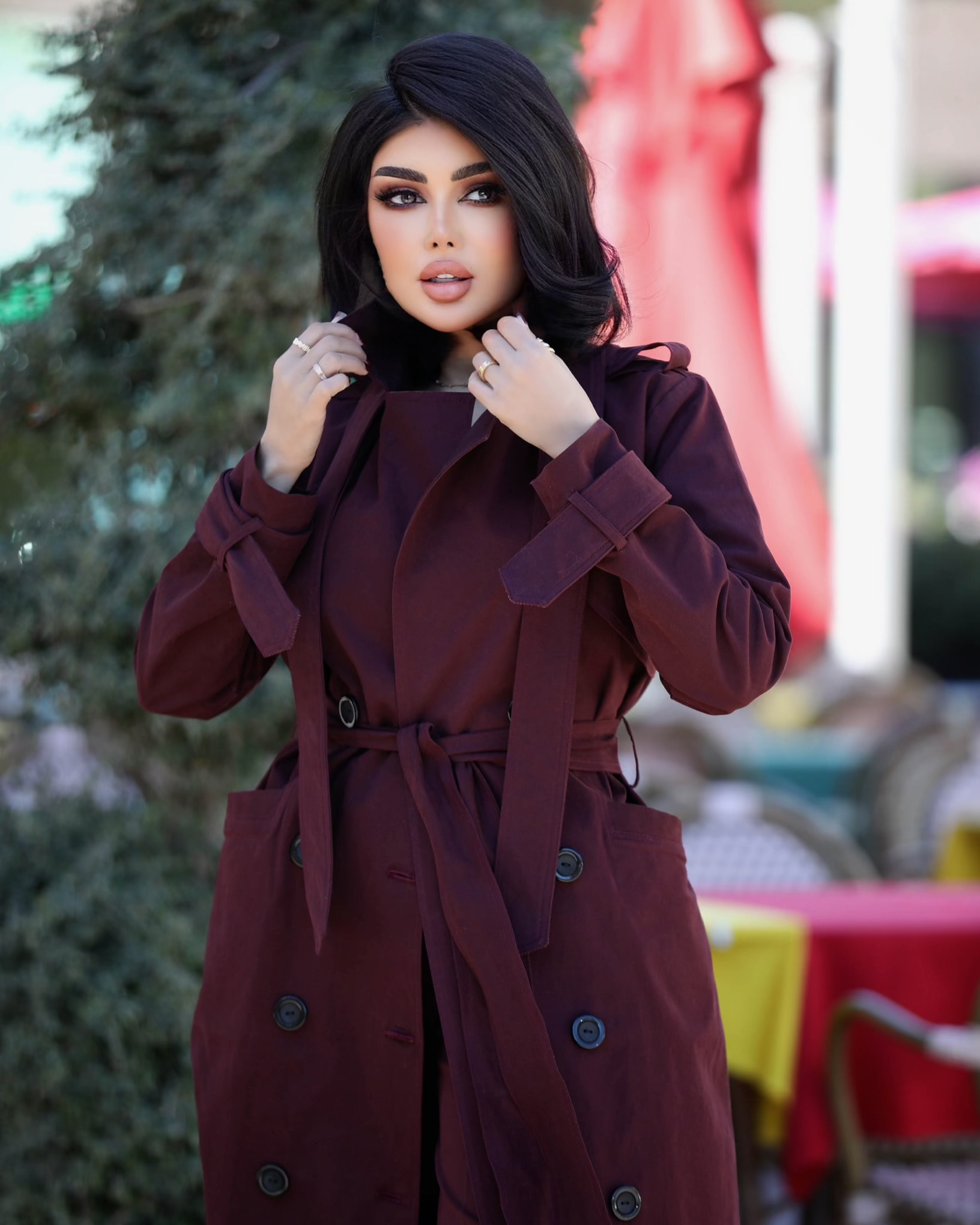 Burgundy Trench Coat - CHADAN