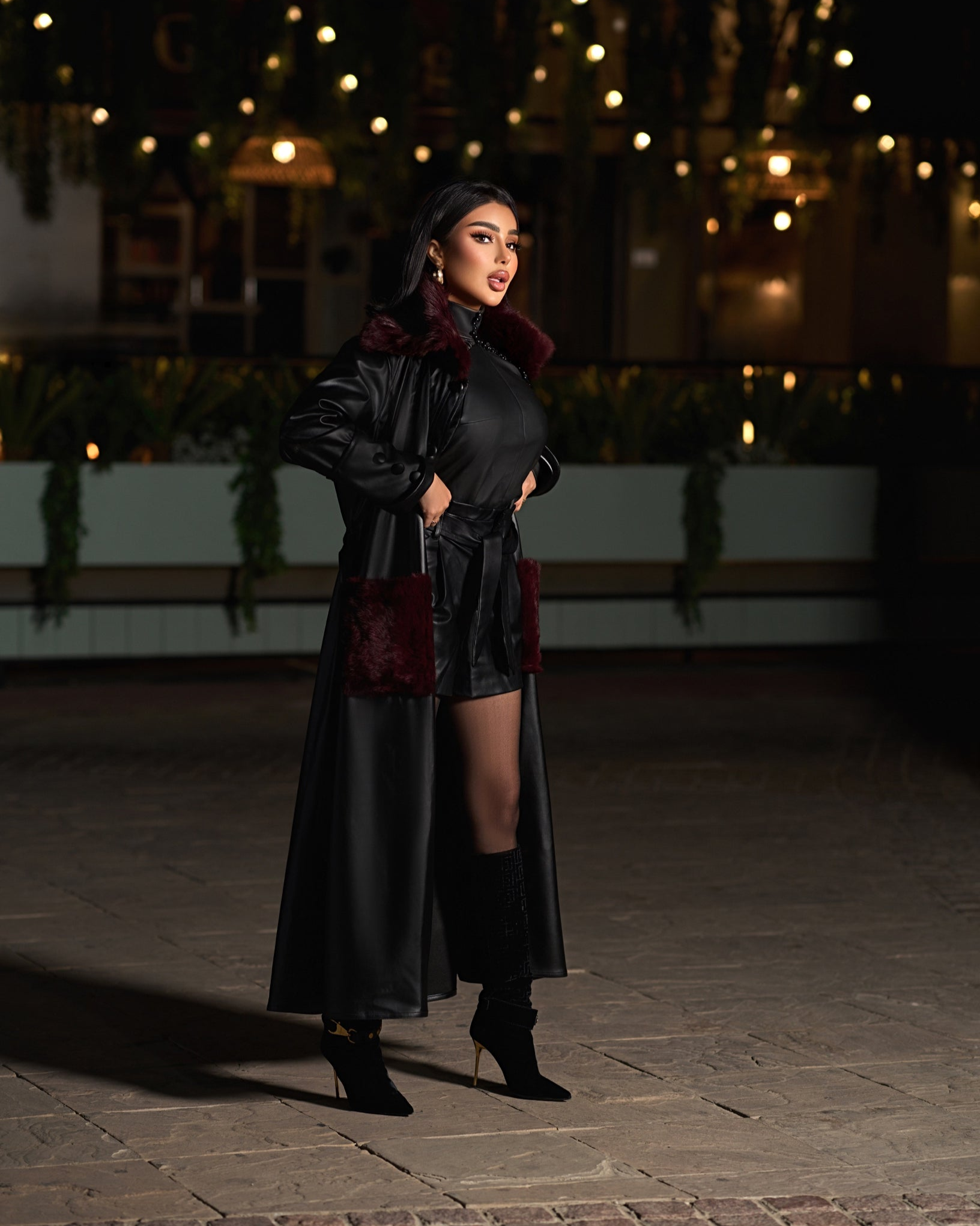 Elegant Black Faux Leather short - CHADAN