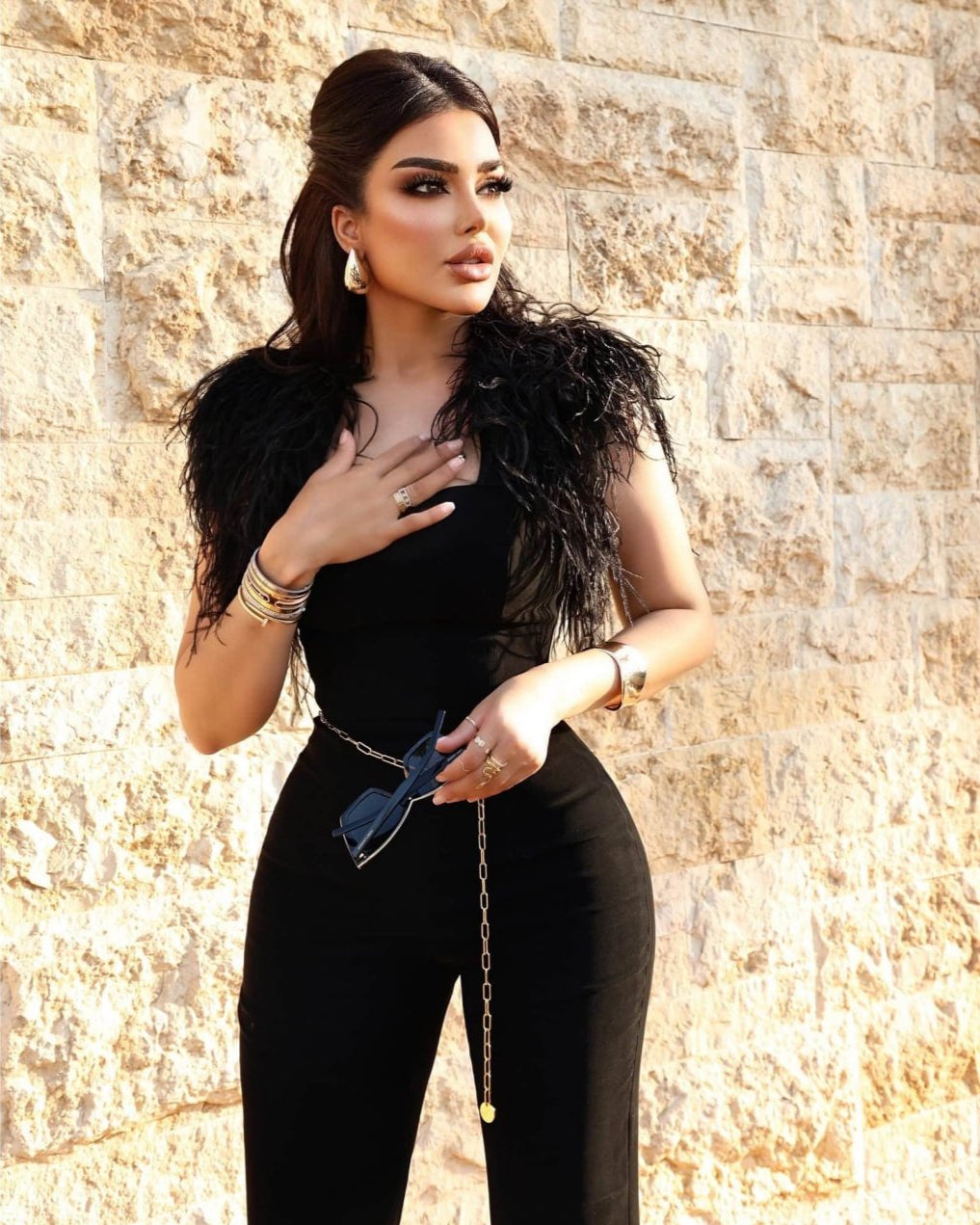 Black Feathers Jumpsuit - CHADAN