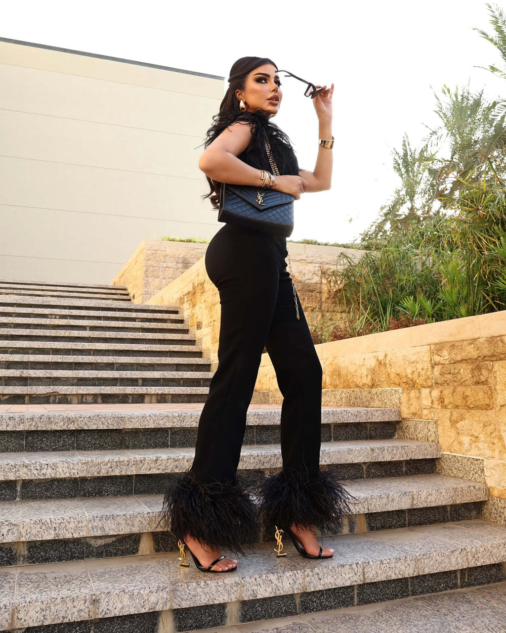 Black Feathers Jumpsuit - CHADAN