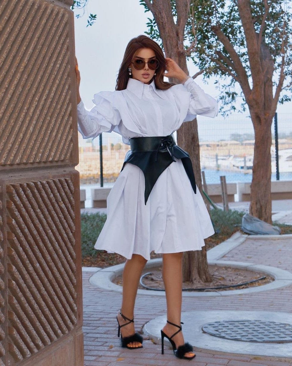 Cowboy Cotton Dress with Belt - CHADAN