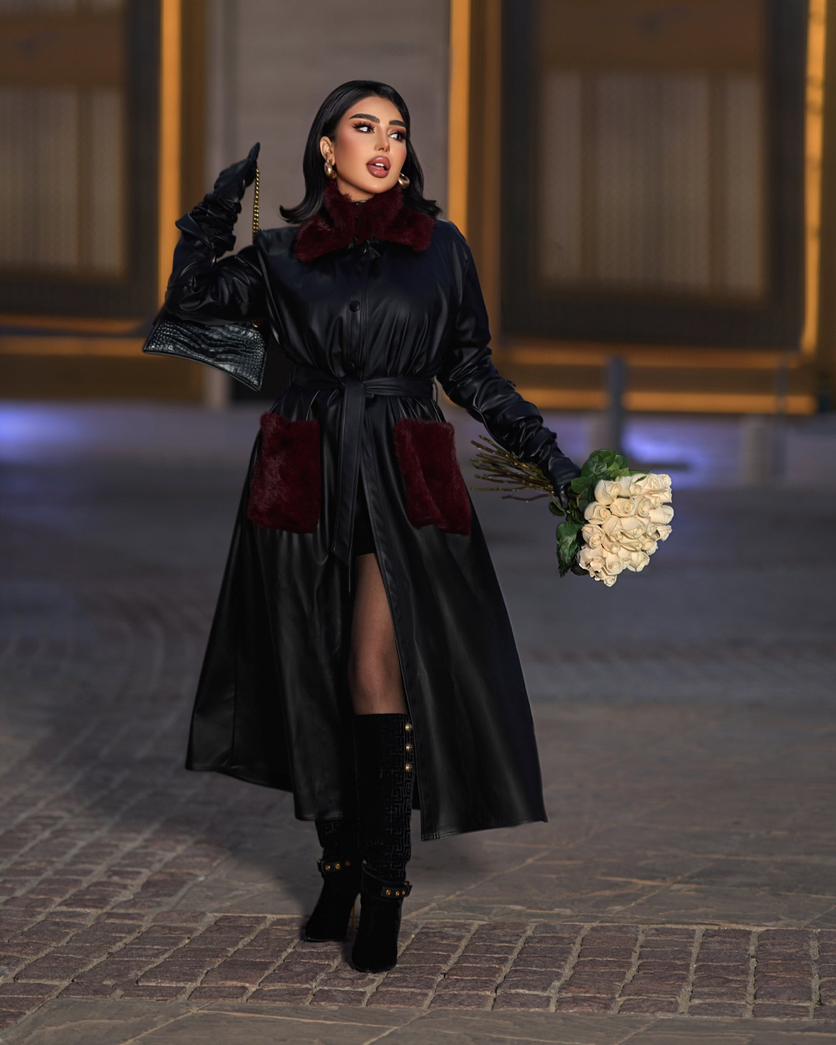 Elegant Long Fur Leather Coat - CHADAN