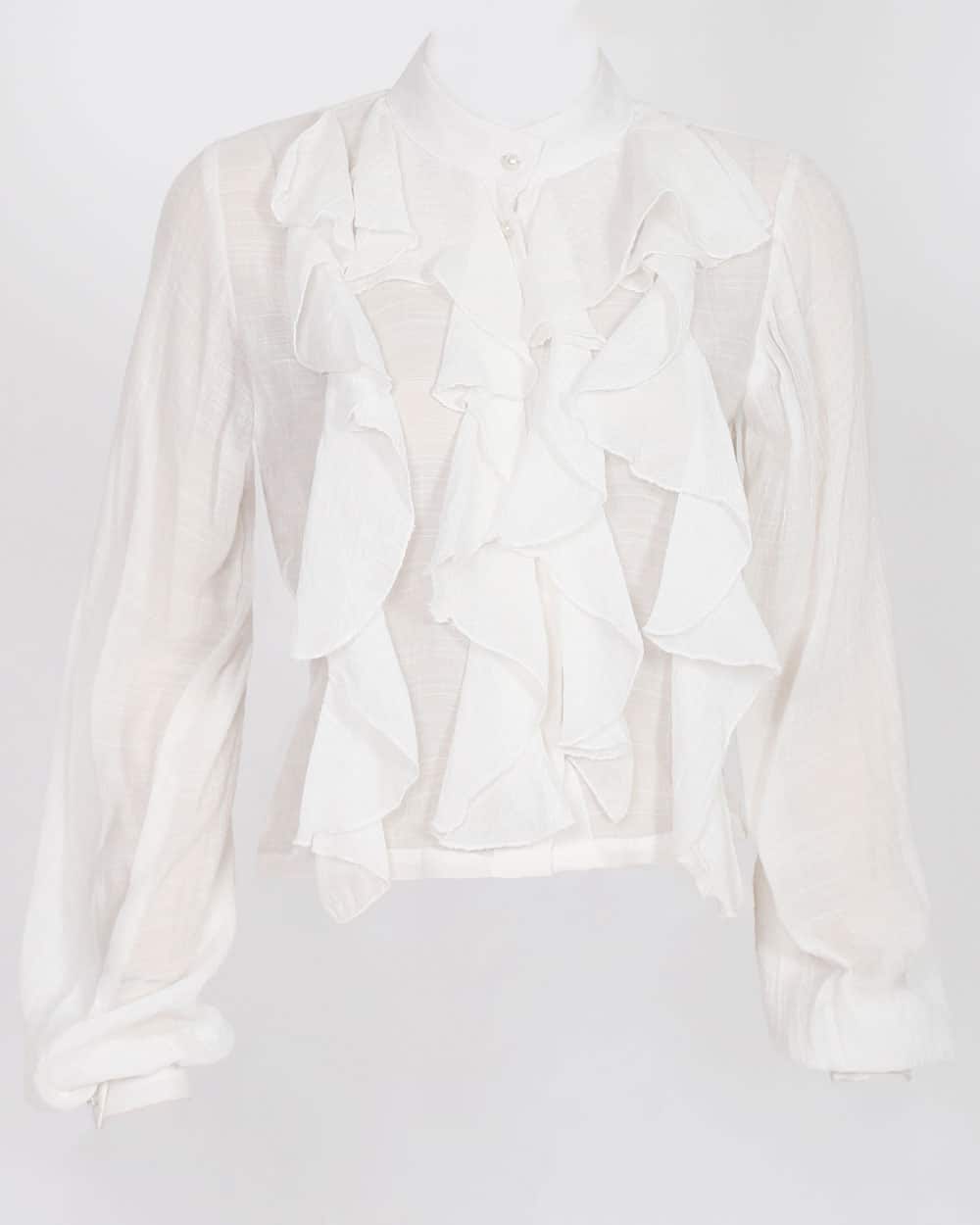 White Ruffle Shirt - CHADAN