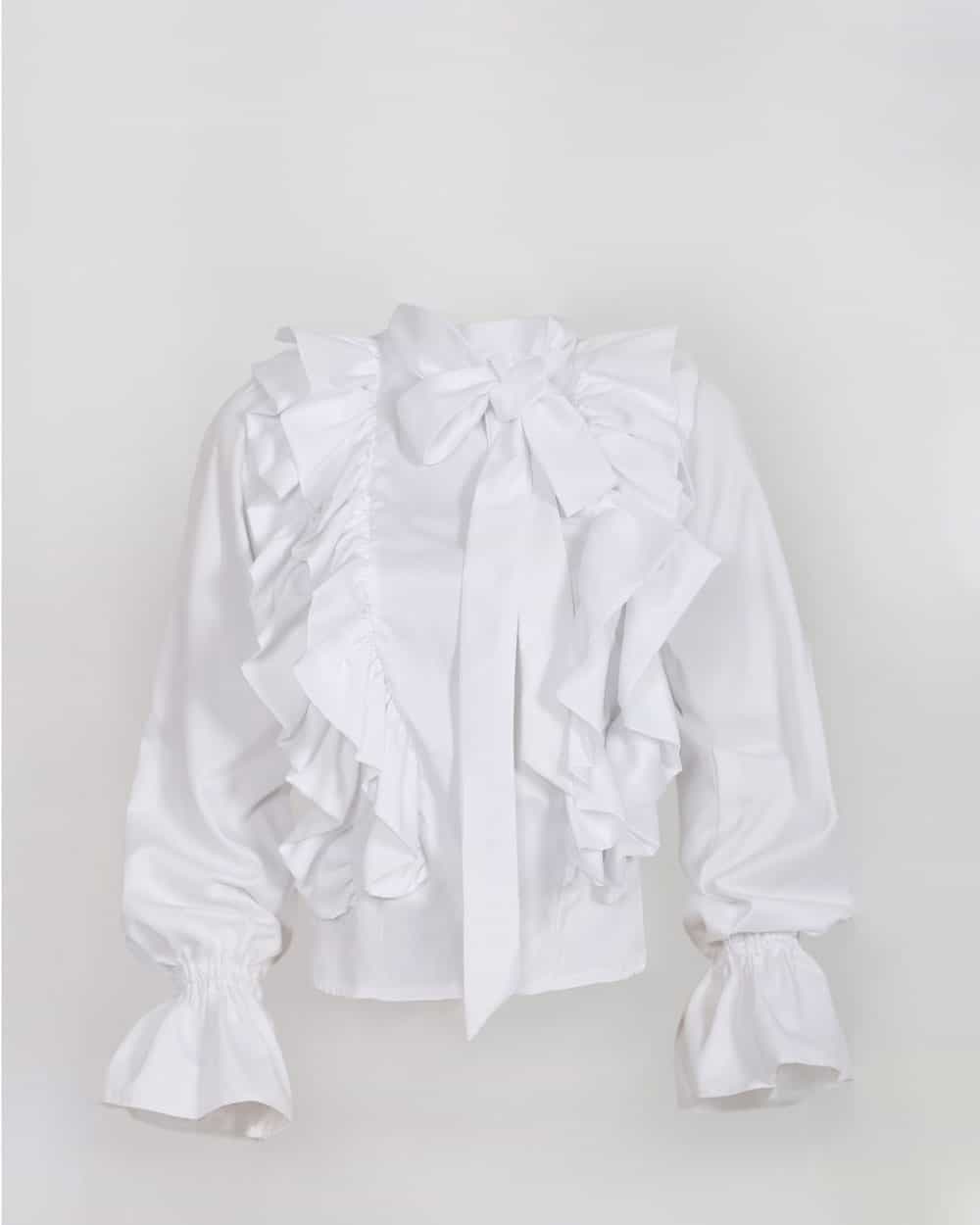 White Ruffle-Trim Shirt - CHADAN